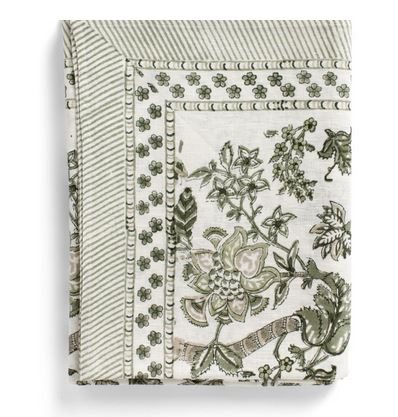 Linen Tablecloth Floral - Olive