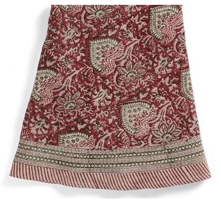  Linen Tablecloth - Oriental - Red - round 