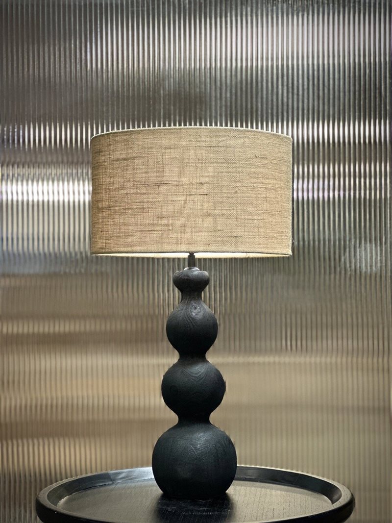 BELLE table lamp, black with natural jute shade