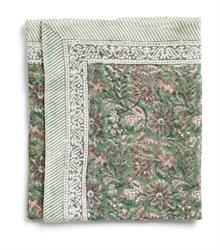 Linen Tablecloth - Indian Summer - Green/Rose 