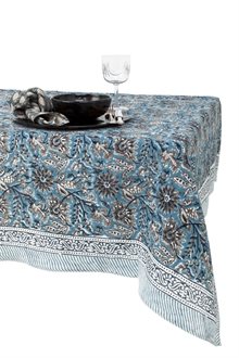 Linen Tablecloth - Indian Summer - Blue 