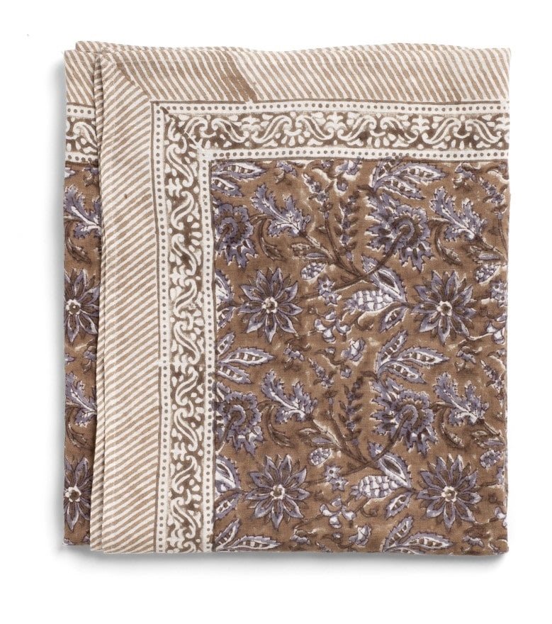 Linen Tablecloth - Indian Summer - Brown/Lavender