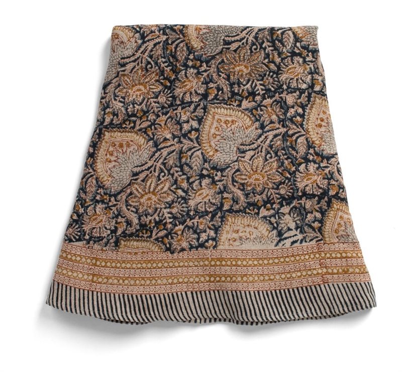 Linen Tablecloth - Oriental - Navy Blue - round 220cm