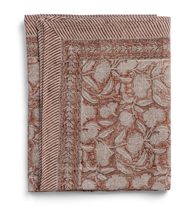 Linen Tablecloth - Autumn Leaves - Spicy Red