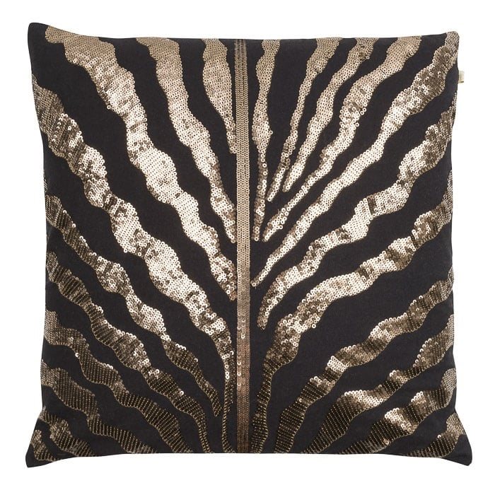 Cushion - Zebra - Black with Gold Embroidery 