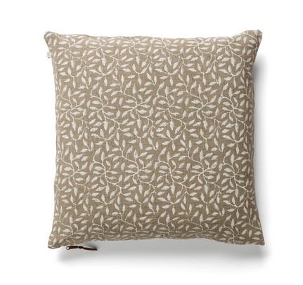Linen Cushion - Leaf - White
