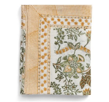 Linen Tablecloth Floral - Ochre