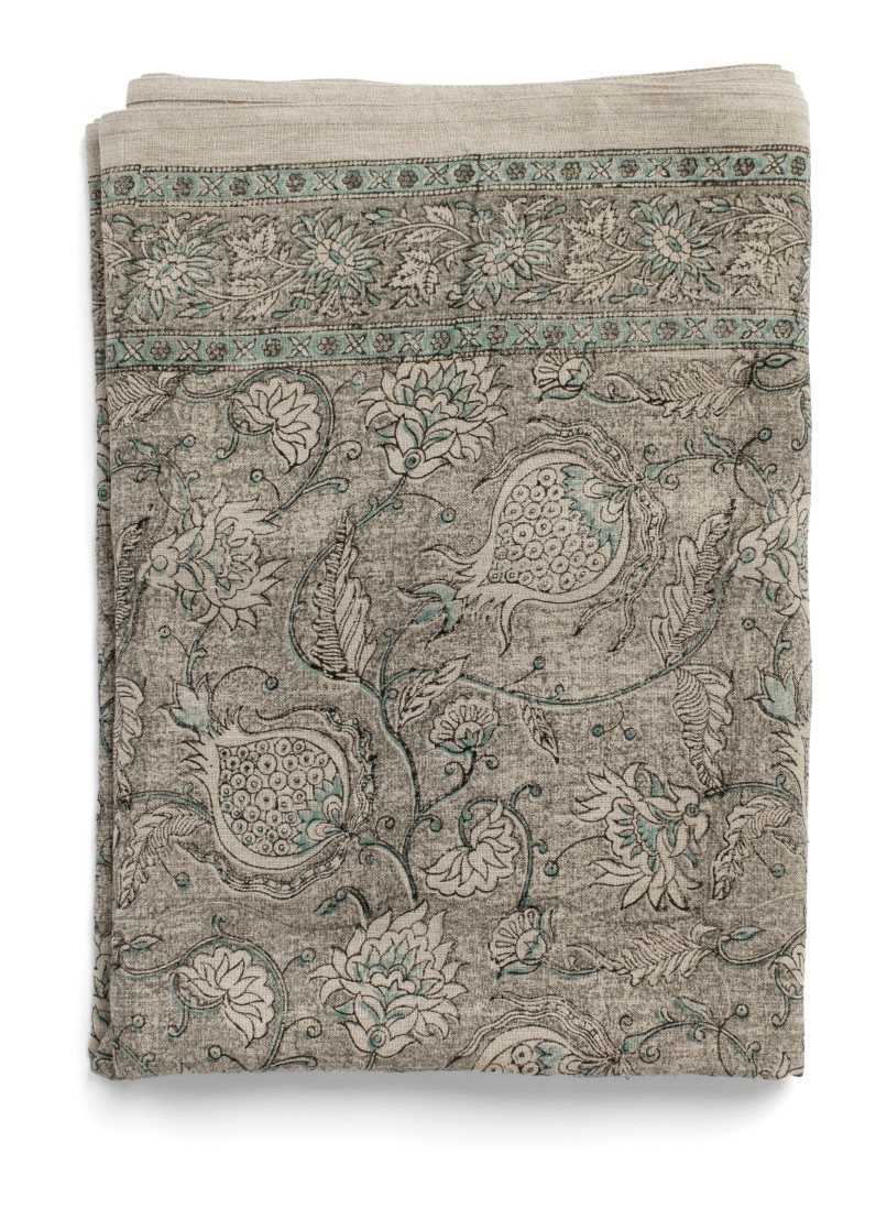 Linen Tablecloth - Pomegranate - Grey 