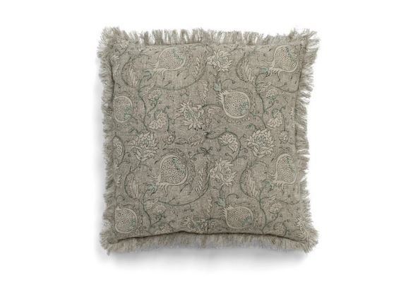 Linen Cushion - Pomegranate - Grey