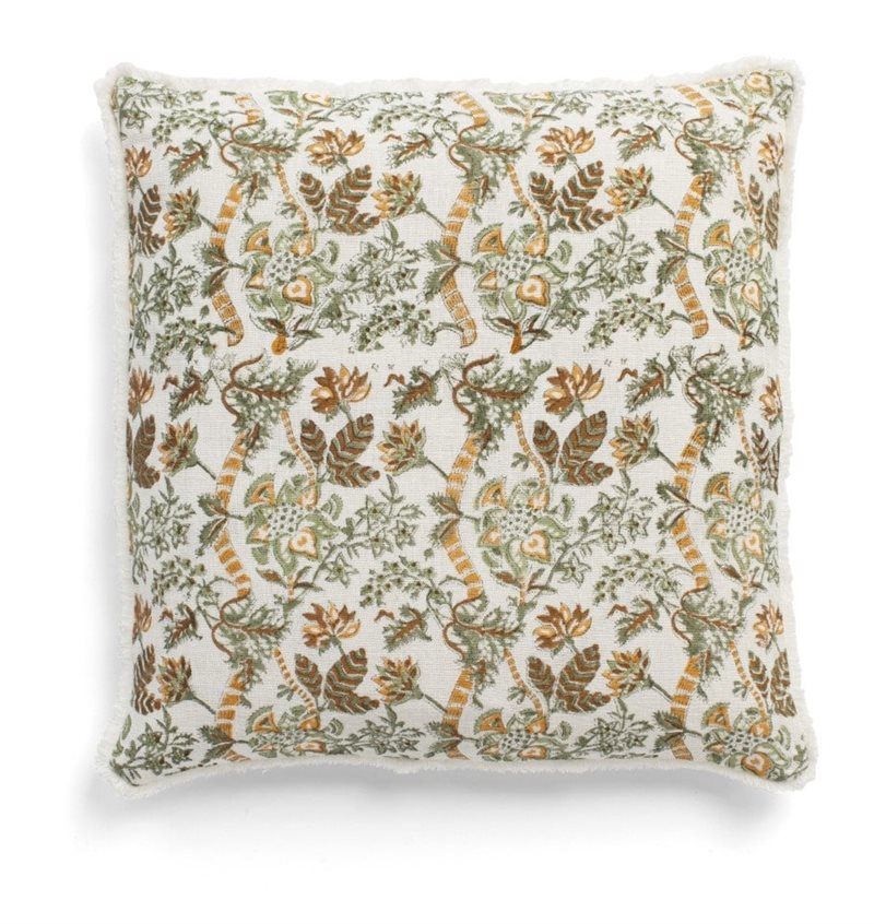 Linen Cushion Floral - Ochre