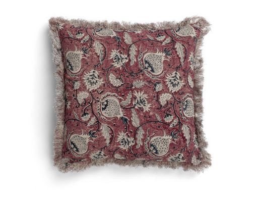 Linen Cushion - Pomegranate - Burgundy