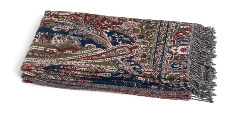 Wool Blanket - Paisley - Blue Rose