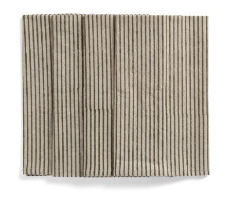 Napkins - Stripe - Green on Natural Beige - 50x50cm