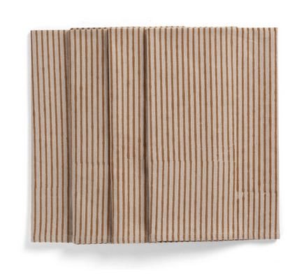 Napkins - Stripe - Ochra on Natural Beige - 50x50cm