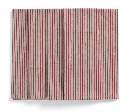 Napkins - Stripe - Red on Natural Beige - 50x50cm