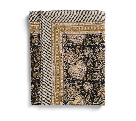 Linen Tablecloth - Oriental- Black
