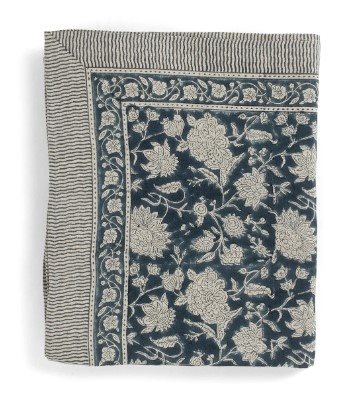 Linen Tablecloth Indian Rose Denim Blue
