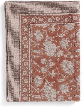 Linen Tablecloth Indian Rose Terracotta