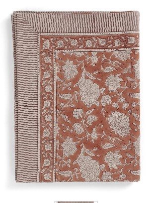 Linen Tablecloth Indian Rose Terracotta stor