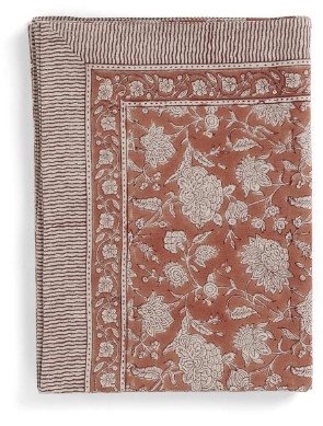 Linen Tablecloth Indian Rose Terracotta xstor