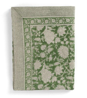 Linen Tablecloth - Indian Rose - Green