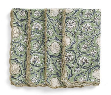 Napkins Scallop - Tangier Pomegranate - Green - 50x50cm - set of 4