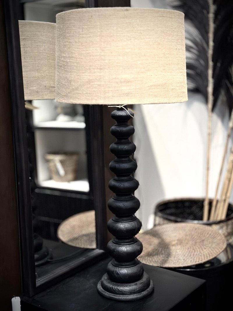 RAJA table lamp, black with jute shade