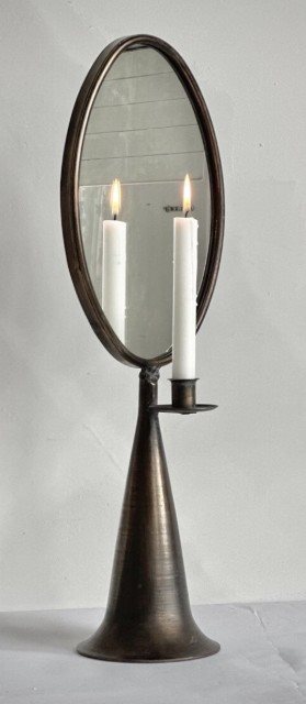 SEGO candle holder with mirror antique brass
