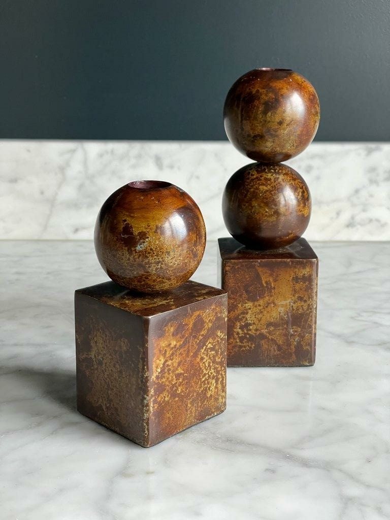 Ljusstakar boll brun