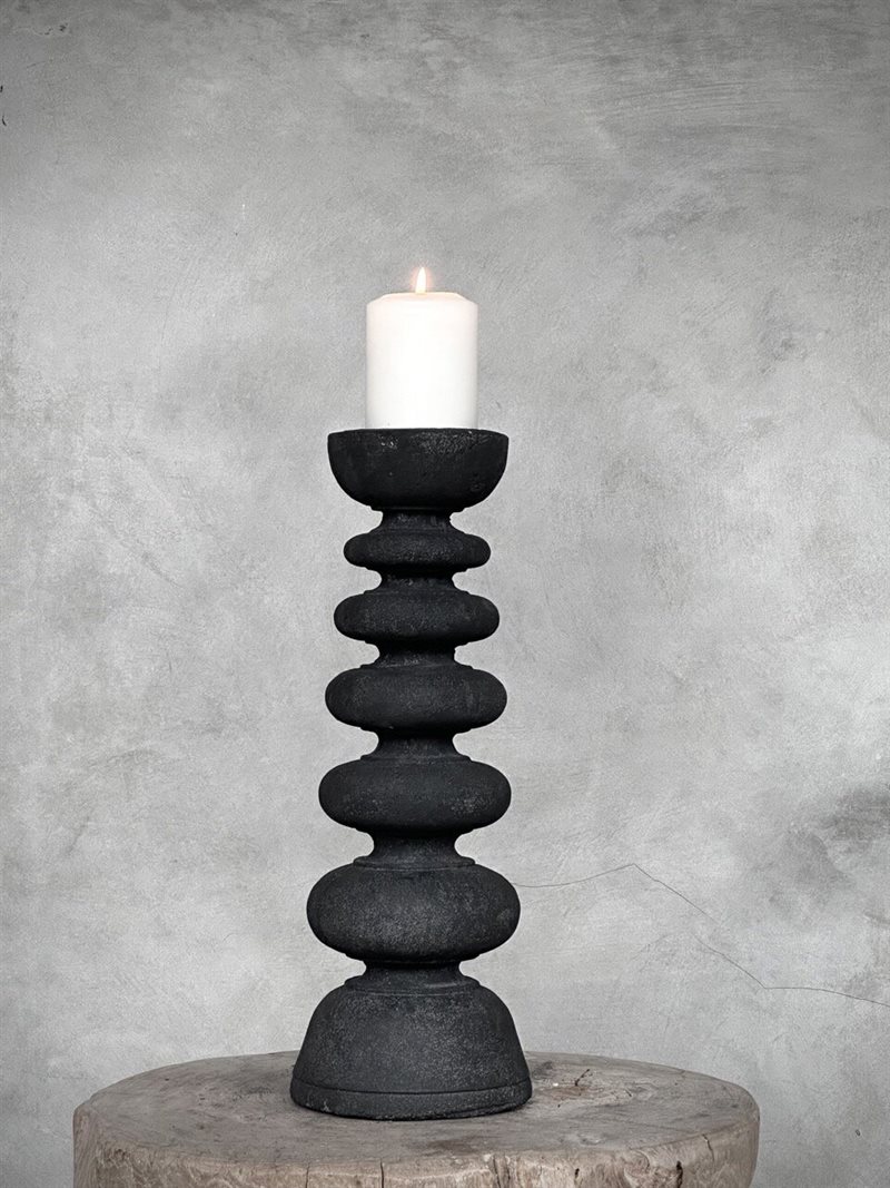 NAWU stone candle holder, black antique