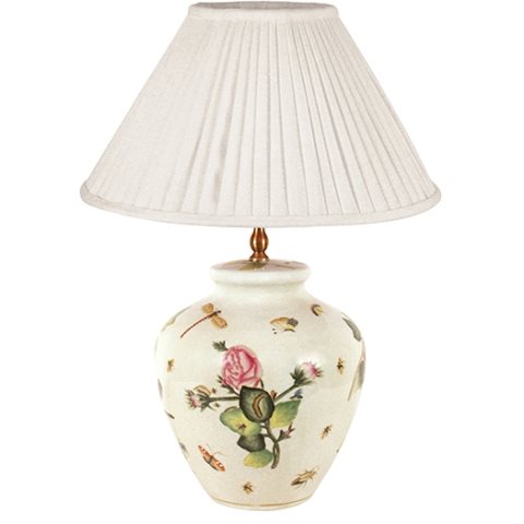 LAMP, VASE SHAPE, ROSES+INSECT