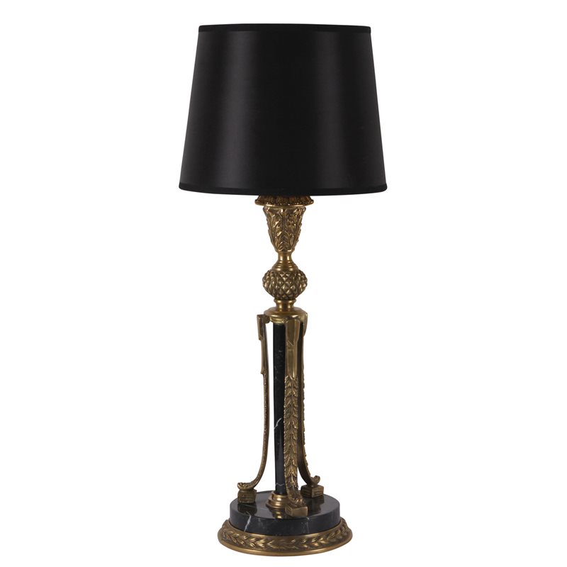 LAMP, BRASS/BLACK MARBLE