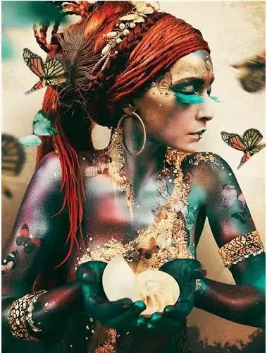Woman with butterflies