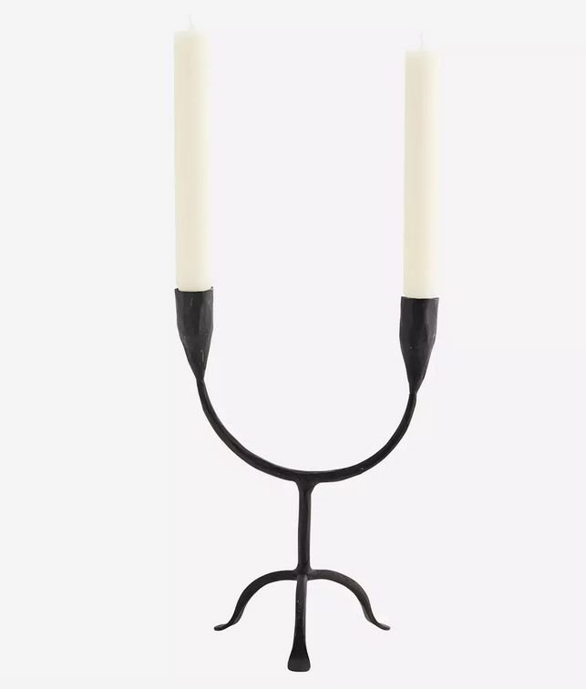 Hand forged double candle holder 