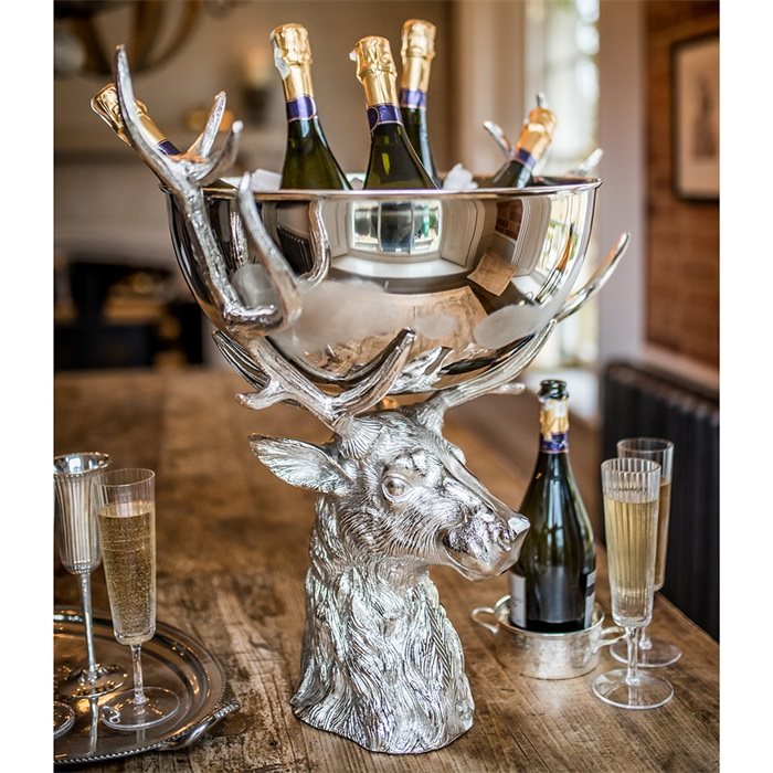 Large Punch Bowl With Stag Stand
