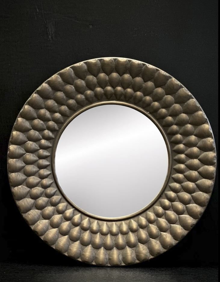 MATAHARI round wall mirror, antique brass - gold