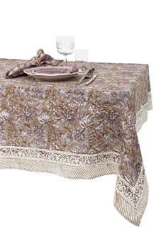 Linen Tablecloth - Indian Summer - Brown/Lavender