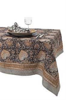 Linen Tablecloth - Oriental - Navy Blue
