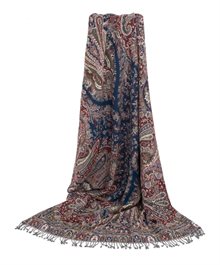 Wool Blanket - Paisley - Blue Rose