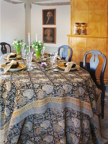 Linen Tablecloth - Oriental- Black