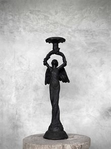 ANGEL cast iron candle holder, antique