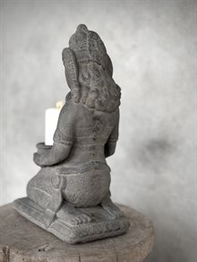 DEWI stone statue - candle holder, grey wash