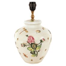 LAMP, VASE SHAPE, ROSES+INSECT