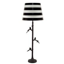 LAMP, TALL W.BIRDS, MAT BLACK