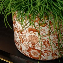 PLANTER, ROUND, CORAL RED PATTERN