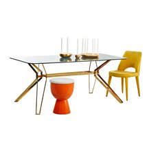 Table Rectangular Gold & Glass 