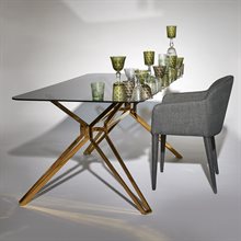 Table Rectangular Gold & Glass 