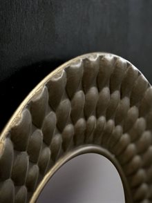 MATAHARI round wall mirror, antique brass - gold
